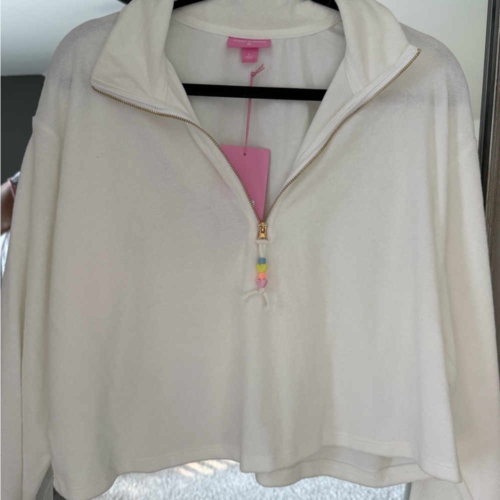 Stoney Clover Lane x Target White Quarter-Zip Cropped Sweatshirt